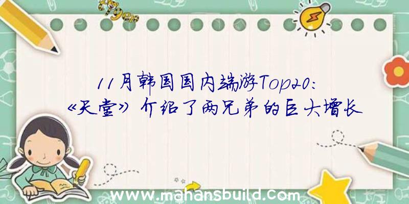 11月韩国国内端游Top20:《天堂》介绍了两兄弟的巨大增长