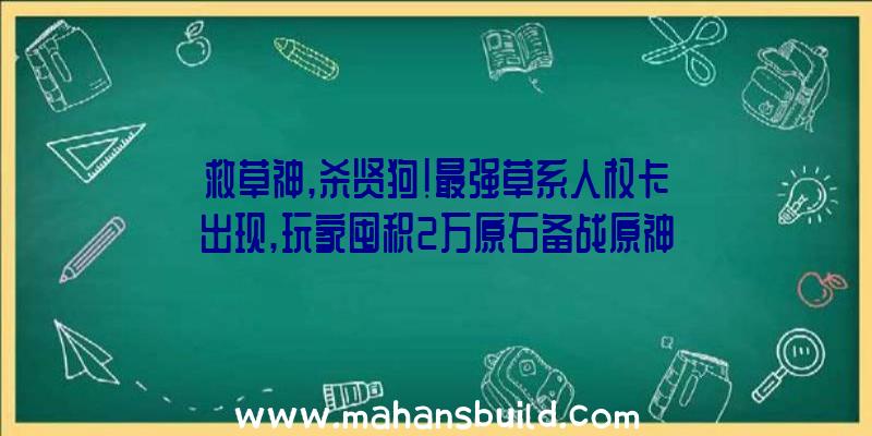 救草神,杀贤狗!最强草系人权卡出现,玩家囤积2万原石备战原神