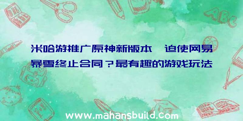 米哈游推广原神新版本,迫使网易暴雪终止合同？最有趣的游戏玩法