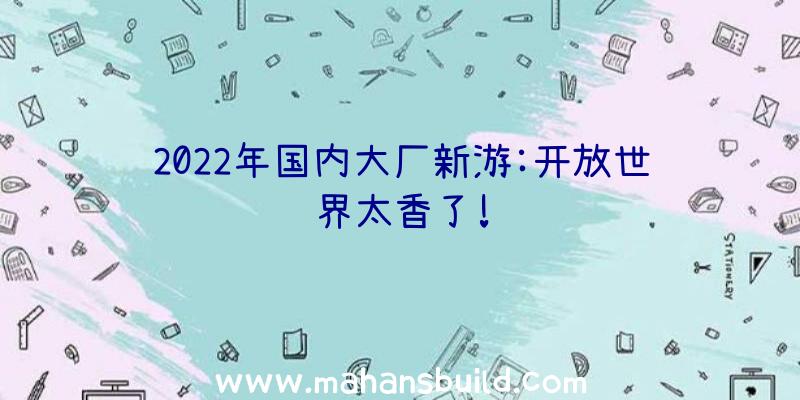 2022年国内大厂新游:开放世界太香了!