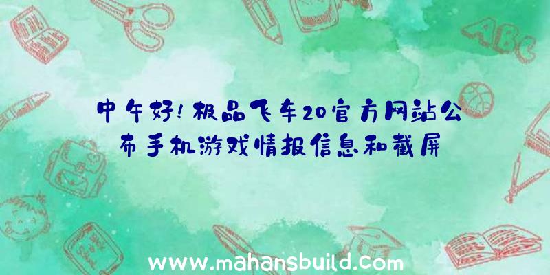 中午好!极品飞车20官方网站公布手机游戏情报信息和截屏