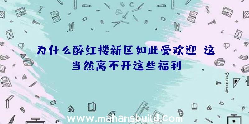 为什么醉红楼新区如此受欢迎？这当然离不开这些福利